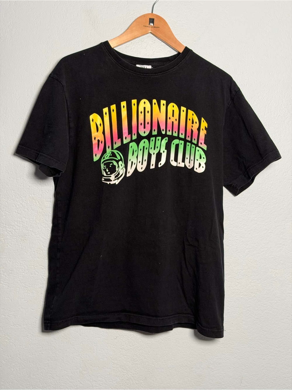 Billionaire Boys Club Black Tee with Neon Gradient Logo Large